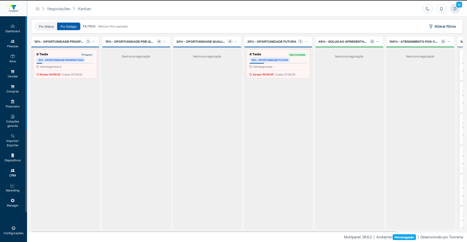 Kanban por Estágio