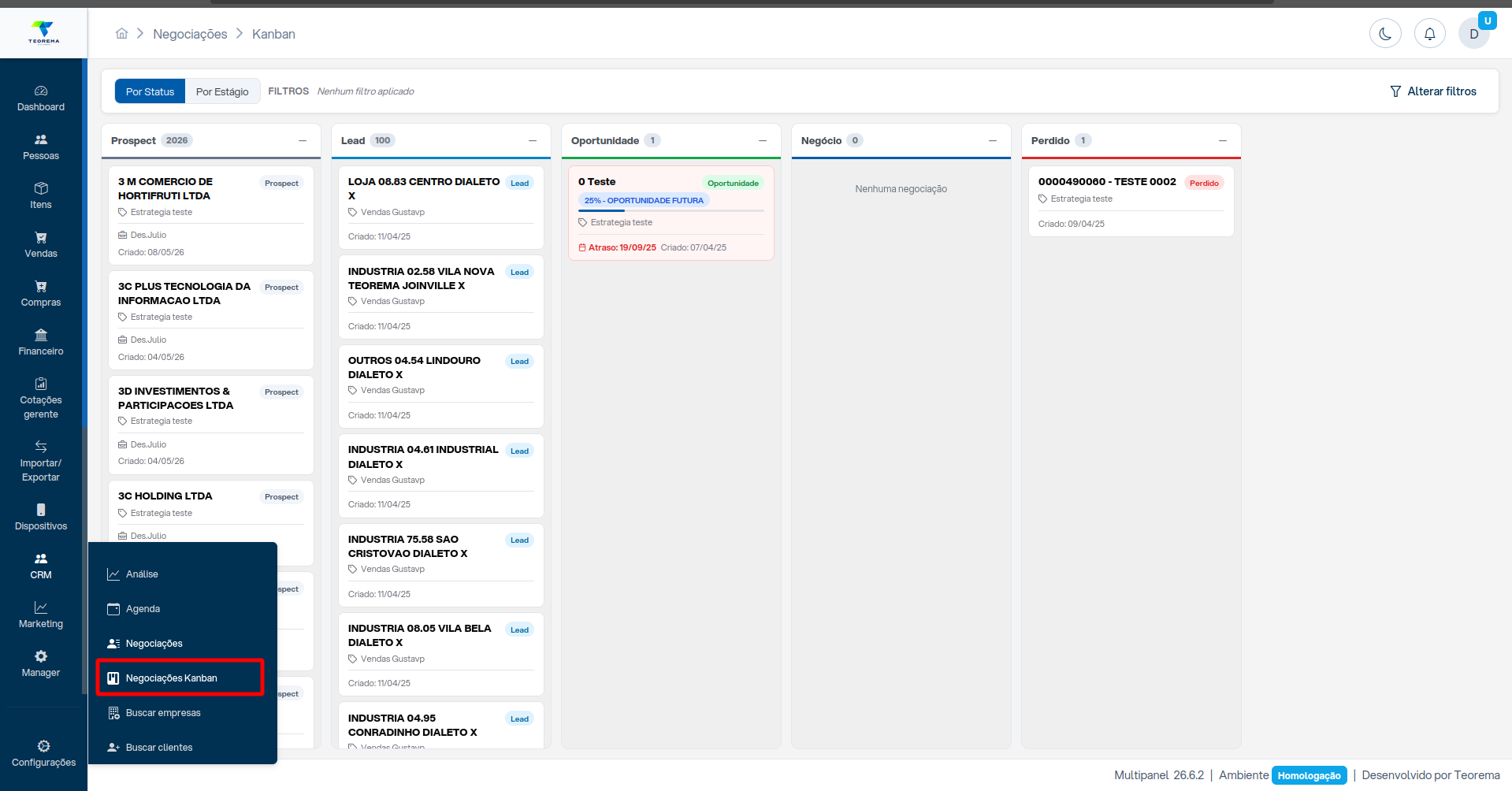 Kanban por Status